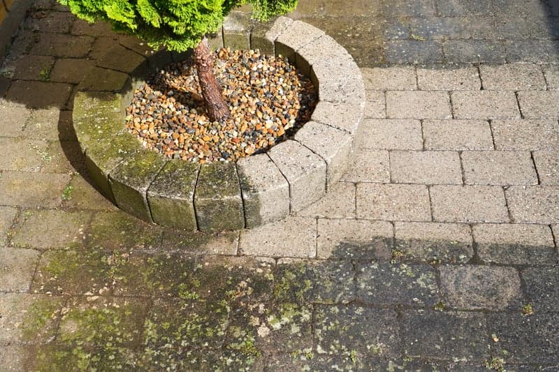 Patio power washing before and after